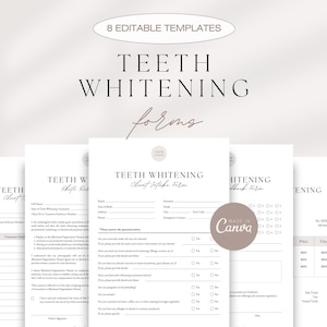 Teeth Whitening Forms Bundle, Client Intake Form, Consent, Photo Release Form, Editable Dental Business Forms, Teeth Whitening Waiver Form