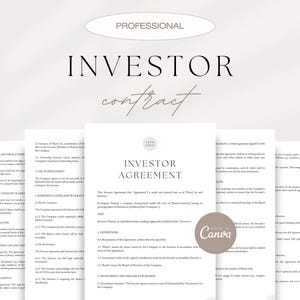 Investor Agreement Template: Equity Investment Contract (Canva Editable)
