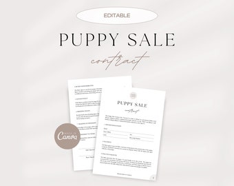 Puppy Sale Contract, Editable Puppy Sale Agreement, Pet Adoption Contract, Client And Breeder Agreement, Customizable Pet Sales Contract