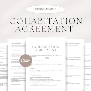 Cohabitation Agreement Template, Living Together Agreement, Shared Living Agreement, Partnership Living Agreement, Editable Canva Template