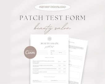 Patch Test Consent Form, Patch Test Waiver, Beauty Treatment Patch Test Form, Editable & Printable Patch Test Form, Esthetician Templates