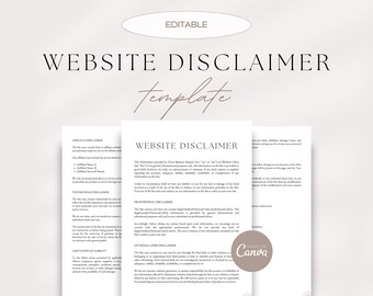 Editable Website Disclaimer Template: Legal Website Policy (Canva)