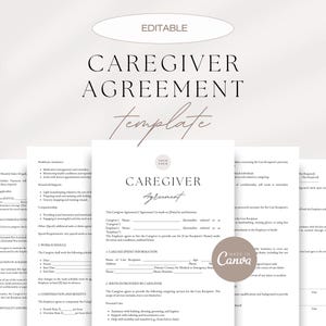 Caregiver Agreement Template, Caregiver Employment Contract, Home Care Services Agreement, Elder Care Agreement, In-Home Care Agreement