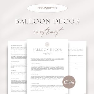 Editable Balloon Decor Contract, Balloon Contract Template, Balloon Event Decor Contract, Balloon Decor Service Agreement, Balloon Invoice