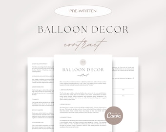 Editable Balloon Decor Contract, Balloon Contract Template, Balloon Event Decor Contract, Balloon Decor Service Agreement, Balloon Invoice
