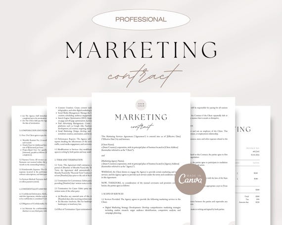 Marketing Services Agreement Template: Professional Contract (Canva)