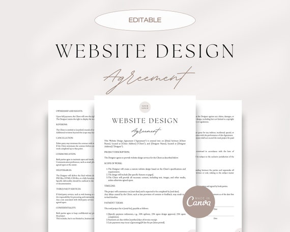 Web Designer Services Agreement, Website Design Contract, Freelance Web Designer Agreement, Invoice Template, Business Card Template
