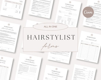 Professional Hairstylist Forms Bundle, Hair Services Agreement Templates, Hairstylist Client Intake Form, Consent, Terms, Photo Release Form