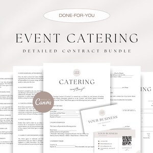 Event Catering Contract Bundle, Catering Services Agreement, Food Service Contract, Catering Service Terms, Customizable Canva Template