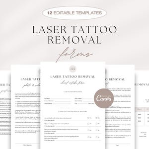 Laser Tattoo Removal Forms Bundle, Tattoo Removal Consultation Forms, Printable Tattoo Removal Forms, Client Intake Form, Consent, Aftercare
