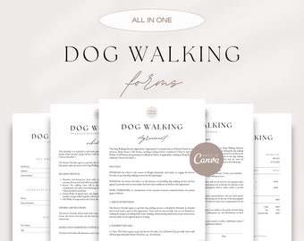 Dog Walking Contract Bundle, Editable Dog Walking Agreement Template, Pet Sitting Forms, Photo & Video Release, Client Intake Form, Invoice