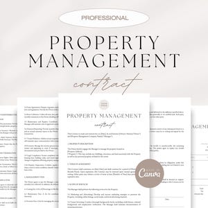 Professional Property Management Contract, Property Management Agreement, Rental Management Contract, Real Estate Management Contract, Canva