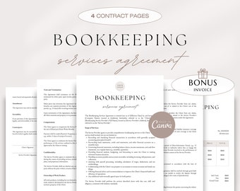 Bookkeeping Services Agreement Template: Financial Contract (Canva Editable)