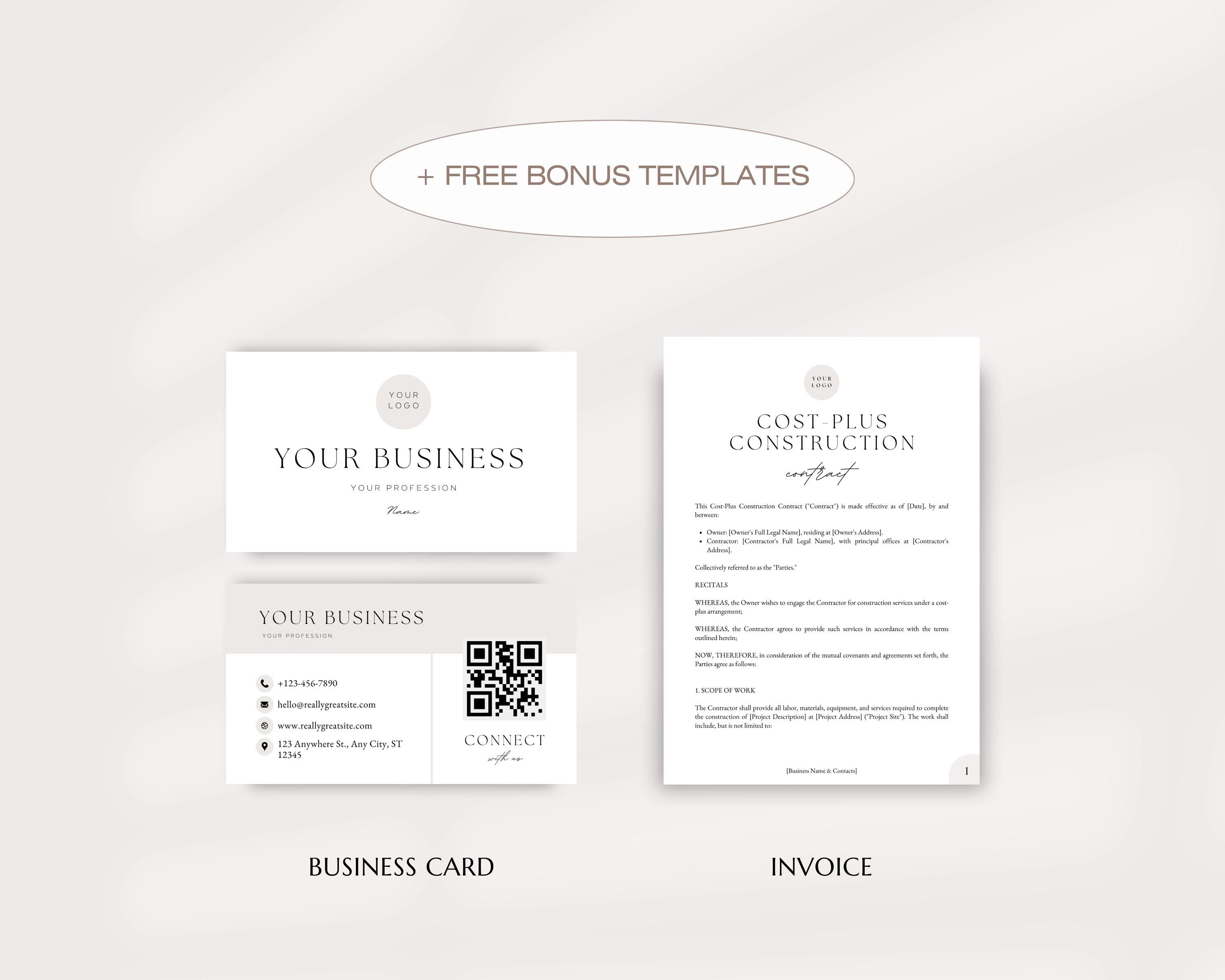 Costplus Construction Contract Template, Costplus Building Agreement