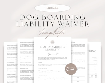 Dog Boarding Liability Waiver Template: Pet Care Service Agreement