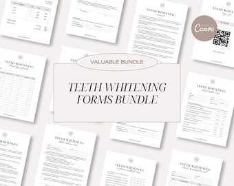 Professional Teeth Whitening Forms Bundle, Client Intake Form, Consent, Photo Release, Client Treatment Record, Canva Dental Business Forms