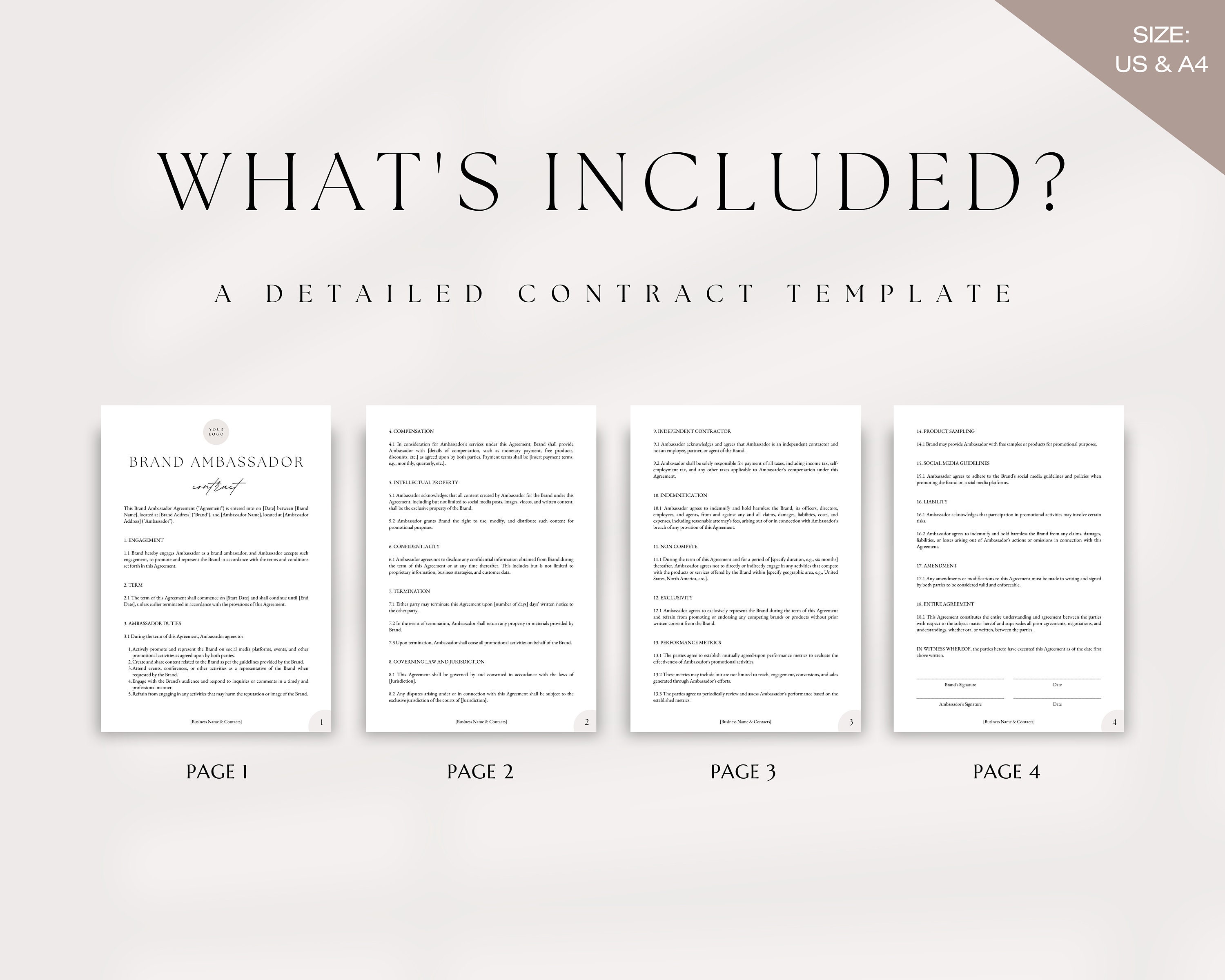 Professional Brand Ambassador Contract Bundle, Brand Ambassador ...