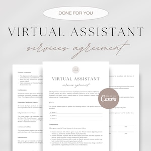 Virtual Assistant Services Agreement, Virtual Assistant Contract, Freelance Virtual Assistant Agreement, Personal Assistant Contract
