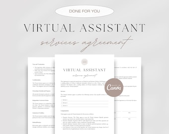 Virtual Assistant Services Agreement, Virtual Assistant Contract, Freelance Virtual Assistant Agreement, Personal Assistant Contract