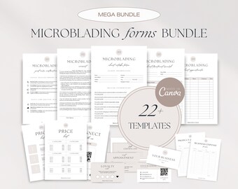 Professional Microblading Forms Bundle, Microblading Consultation Forms, Microblading Business Templates, Microblading Business Trackers