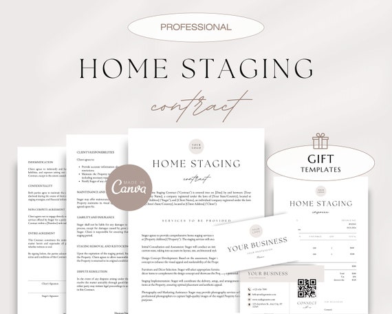 Home Staging Contract, Staging Services Arrangement, Editable Staging Business Templates, Real Estate Forms, Free Bonus Templates