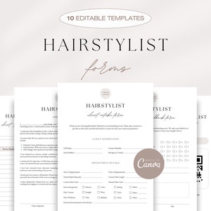 Professional Hairstylist Forms Bundle, Hair Services Agreement Templates, Hairstylist Client Intake Form, Consent, Terms, Photo Release Form