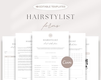 Professional Hairstylist Forms Bundle, Hair Services Agreement Templates, Hairstylist Client Intake Form, Consent, Terms, Photo Release Form