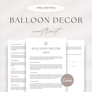 Editable Balloon Decor Contract, Balloon Contract Template, Balloon Event Decor Contract, Balloon Decor Service Agreement, Balloon Invoice