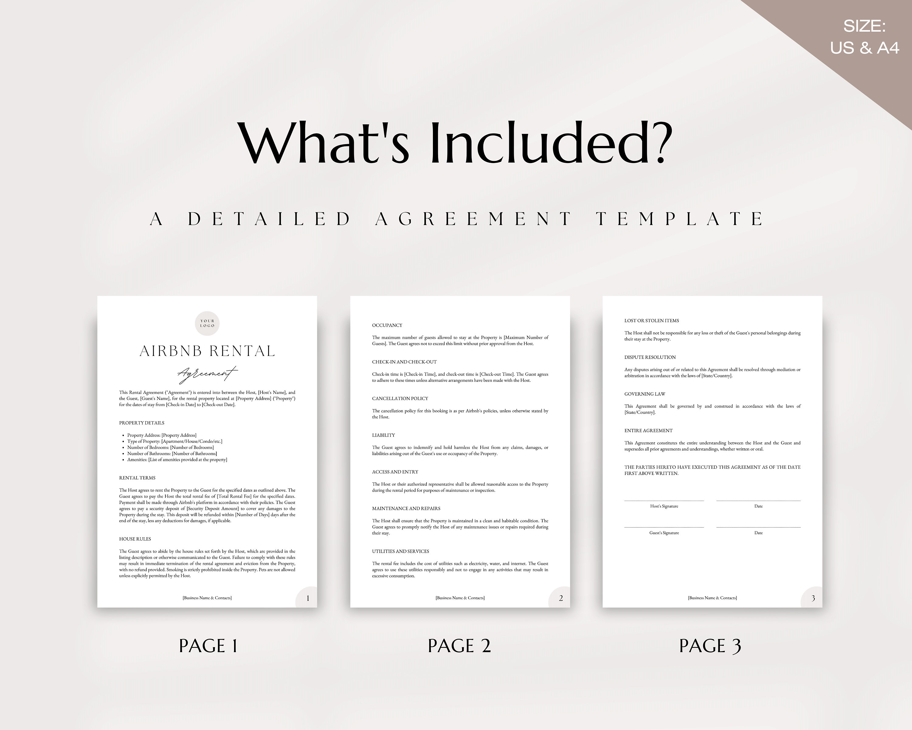 Airbnb Rental Agreement, Airbnb Contract Template, Editable Vacation ...