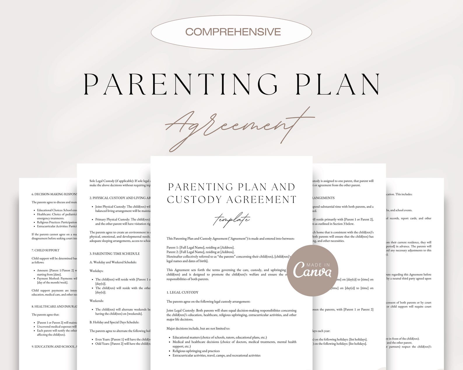 Parenting Plan Agreement Editable Child Custody Agreement Shared parenting-plan-agreement-editable-child-custody-agreement-shared