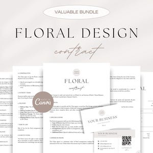 Floral Contract Bundle, Floral Design Service Contract, Editable Florist Contract, Flower Arrangements Agreement, Florist Canva Templates