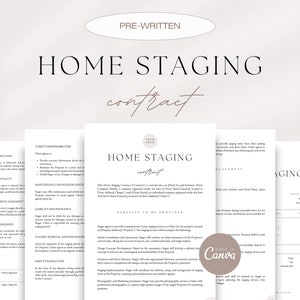 Home Staging Contract, Home Staging Services Agreement, Editable Staging Business Templates, Real Estate Forms, Property Styling Contract