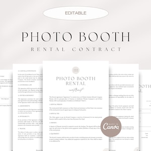 Photo Booth Rental Agreement, Photo Booth Contract Template, Photo Booth Lease Agreement, Photo Booth Rental Terms, Editable in Canva