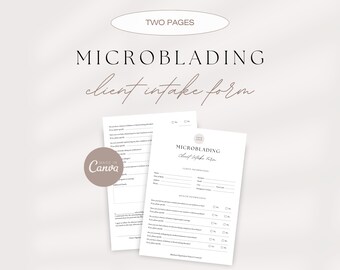 Editable Microblading Client Intake Form, Permanent Make-Up Client Intake Form, Microblading Consultation Form, Printable Client Intake Form