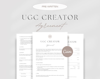 Professional UGC Contract Template, UGC Creator Agreement Template, User Generated Content, UGC Invoice, Influencer Agreement Template