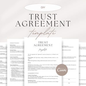 DIY Trust Agreement, Trust Setup Agreement Template, Editable Trust Document, Trustee Agreement, Living Trust Agreement, Canva Template