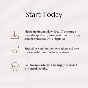 May include: Start Today. Hassle free instant download. Streamline your business operations and save time on documentation. Feel free to reach out for assistance.