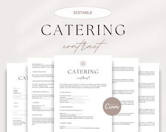 Editable Catering Contract, Event Catering Services Agreement, Food Service Contract, Catering Service Terms, Editable Canva Template