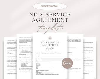 Professional NDIS Service Agreement Template, Provider and Participant Contract, Flexible and Adaptable Across Industries, Canva Template