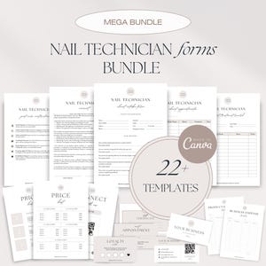 Nail Technician Forms Bundle, Nail Tech Consultation Forms, Nail Client Intake Forms, Nail Technician Business Templates and Trackers