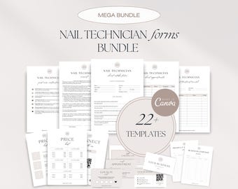 Nail Technician Forms Bundle, Nail Tech Consultation Forms, Nail Client Intake Forms, Nail Technician Business Templates and Trackers