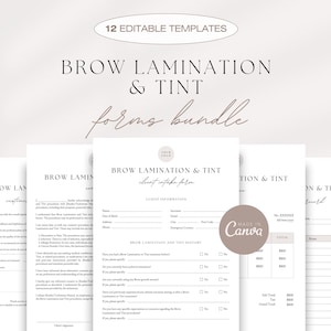 Brow Lamination & Tint Forms Bundle, Brow Lamination Consultation Forms, Brow Canva Templates, Brow Client Intake Forms, Brow Consent Form