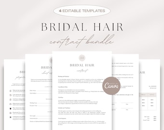 Bridal Hair Contract, Hair Stylist Contract Template, Editable Bridal Hair Client Contract, Client Intake Form, Bridal Hair Preparation Card