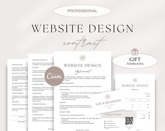 Professional Web Design Contract, Web Designer Services Agreement, Freelance Web Designer Contract, Invoice Template, Business Card Template