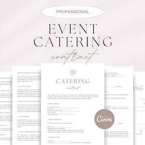 Event Catering Contract Template, Catering Services Agreement, Food Service Contract, Catering Service Terms, Editable Canva Template