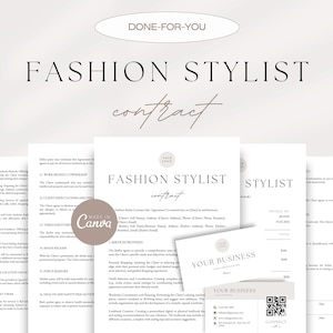 Fashion Stylist Contract, Personal Stylist Service Agreement, Wardrobe Stylist Contract, Stylist Client Contract, Stylist Business Templates