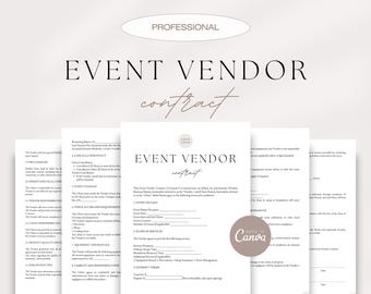 Event Vendor Contract Template: Editable Professional Agreement (Canva)