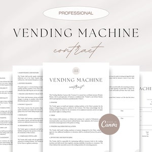 Professional Vending Machine Contract Template, Vending Machine Services Agreement, Vending Machine Business Templates, Editable in Canva
