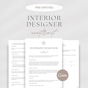 Interior Designer Client Contract, Interior Design Services Agreement, Client-Designer Agreement Template, Interior Decorating Contract