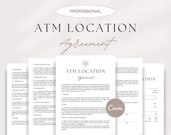 ATM Location Agreement, ATM Contract Template, Cashpoint Site Agreement, Automated Teller Machine Lease Agreement, ATM Business Templates